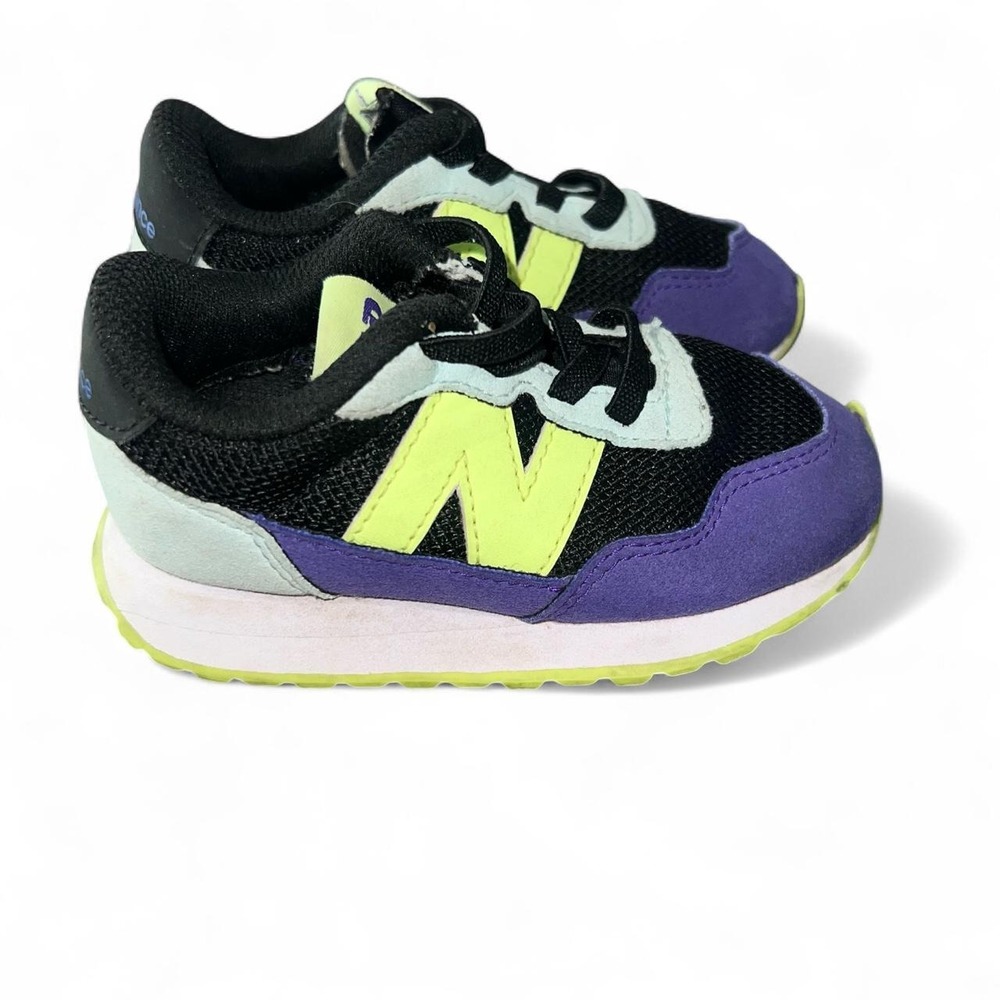 New Balance 237 Toddler Sneakers Size 7C Black Purple Lime Green